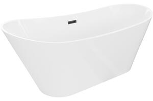 Mexen Dora, voľne stojaca vaňa 150 x 75 cm, biela, čierny prepad, 52071507500-70