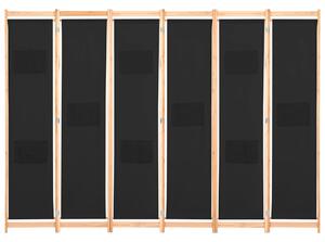6-panelový paraván čierny 240x170x4 cm látkový
