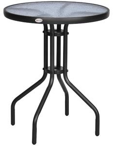 Outsunny záhradný stôl, sklenený stôl, bistro stôl, balkónový stôl, bezpečnostné sklo, priemer 60 cm, výška 70 cm