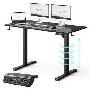 SENSE7 NOJO LIGHT Elektricky výškovo nastaviteľný stôl 120 x 60 cm Čierny herný stôl Počítačový stôl Stojací stôl Memory Domáca kancelária PC stôl