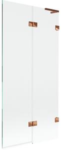 Mexen Lunar L, 2-krídlová vaňová zástena pravá 90 x 150 cm, číre sklo, ružové zlato, 897L-090-100-60-00-P