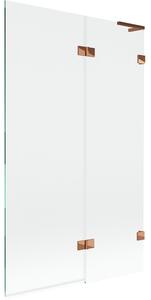 Mexen Lunar L, 2-krídlová vaňová zástena pravá 110 x 150 cm, číre sklo, ružové zlato, 897L-110-100-60-00-P