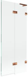 Mexen Lunar L, 2-krídlová vaňová zástena pravá 80 x 150 cm, číre sklo, ružové zlato, 897L-080-100-60-00-P