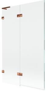 Mexen Lunar L, 2-krídlová vaňová zástena ľavá 110 x 150 cm, číre sklo, ružové zlato, 897L-110-100-60-00-L