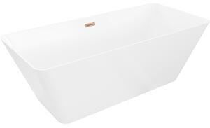 Mexen Velo Slim, voľne stojaca vaňa 170 × 75 cm, biela lesklá, ružové zlato prepad, 52811707500-60