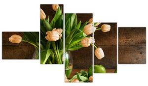 Tulipány vo váze, moderné obraz (Obraz 150x85cm)