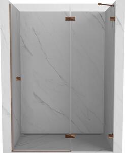 Mexen Lunar, pravé otočné sprchové dvere 140 cm, 8mm číre sklo, ružové zlato profil, 834-140-000-60-00-P