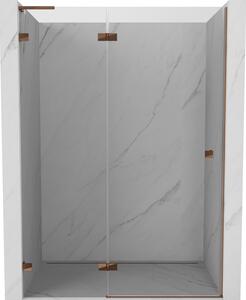 Mexen Lunar L, ľavé otočné sprchové dvere 140 cm, 8mm číre sklo, ružové zlato profil, 834L-140-000-60-00-L