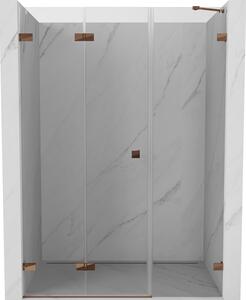 Mexen Lunar-F, ľavé sklápacie sprchové dvere 110 cm, 8mm číre sklo, ružové zlato profil, 836S-110-050-60-00-L