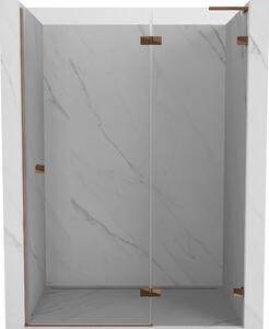Mexen Lunar L, výklopné pravé sprchové dvere 130 cm, 8mm číre sklo, ružové zlato profil, 834L-130-000-60-00-P