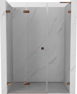 Mexen Lunar-F, L skladacie ľavé sprchové dvere 135 cm, 8mm číre sklo, ružové zlato profil, 836SL-135-050-60-00-L