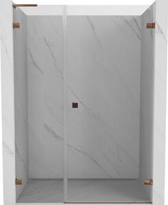 Mexen Lunar-B, L výklopné pravé sprchové dvere 110 cm, 8mm číre sklo, ružové zlato profil, 832SL-110-050-60-00-P