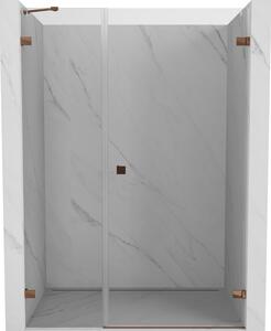 Mexen Lunar-B, pravé otočné sprchové dvere 145 cm, 8mm číre sklo, ružové zlato profil, 832S-145-050-60-00-P