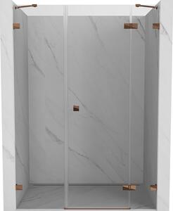 Mexen Lunar, pravé otočné sprchové dvere 150 cm, 8mm číre sklo, ružové zlato profil, 834S-150-050-60-00-P