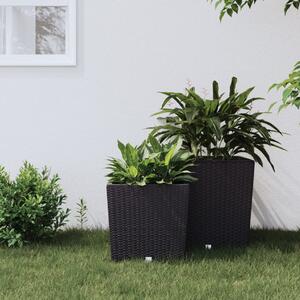 Kvetináč s vyberateľnou vložkou antracitový 21 / 32 l PP Rattan