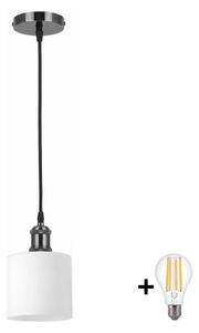 BRILAGI - LED Luster na lanku RETRO GLASS 1xE27/60W/230V priemer 10 cm čierna/biela