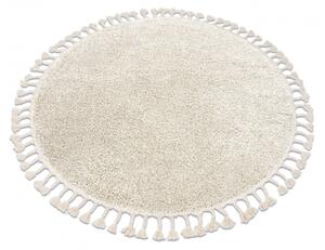 Okrúhly koberec BERBER 9000, krémový - strapce, Berber, Maroko, Shaggy