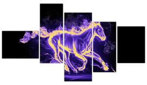 Abstraktný obraz horiaceho kone (Obraz 150x85cm)