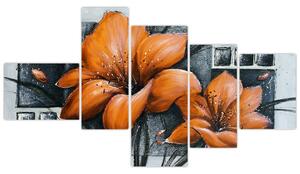 Obraz oranžovej kvety (Obraz 150x85cm)