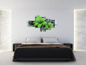 Obraz zelené kvety (Obraz 150x85cm)
