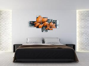 Obraz oranžovej kvety (Obraz 150x85cm)