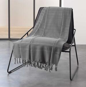 Bavlnená deka so strapcami Lilia 180x220cm – Charcoal Grey