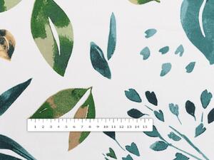 Biante Bavlnený obdĺžnikový obrus Sandra SA-434 Modro-zelené listy na bielom 50x100 cm