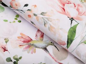 Biante Detské bavlnené posteľné obliečky do postieľky Sandra SA-432 Vtáci medzi kvetmi Do postieľky 90x120 a 40x60 cm