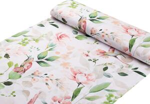 Biante Detské bavlnené posteľné obliečky do postieľky Sandra SA-432 Vtáci medzi kvetmi Do postieľky 90x140 a 50x70 cm