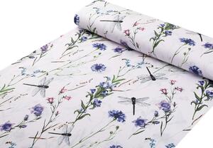 Biante Detské bavlnené posteľné obliečky do postieľky Sandra SA-429 Lúčne kvietky s vážkami Do postieľky 90x130 a 40x60 cm