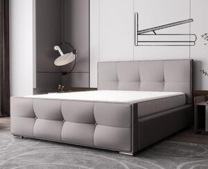 Luxusná čalúnená posteľ v glamour štýle svetlošedej farby 180 x 200 cm s úložným priestorom