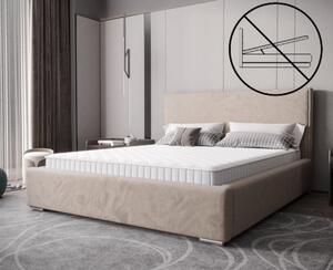 Nadčasová čalúnená posteľ v minimalistickom dizajne béžovej farby 180 x 200 cm bez úložného priestoru