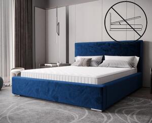 Nadčasová čalúnená posteľ v minimalistickom dizajne modrej farby 180 x 200 cm bez úložného priestoru