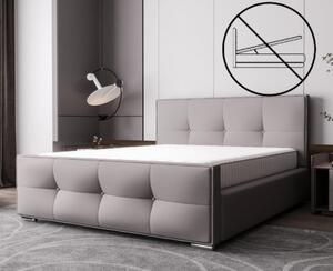 Luxusná čalúnená posteľ v glamour štýle svetlošedej farby 180 x 200 cm bez úložného priestoru