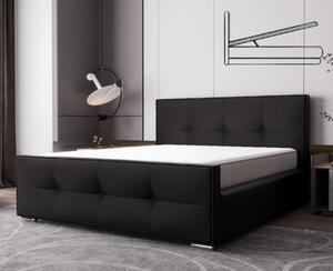 Luxusná čalúnená posteľ v glamour štýle čiernej farby 180 x 200 cm s úložným priestorom
