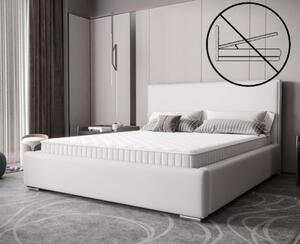 Nadčasová čalúnená posteľ v minimalistickom dizajne bielej farby 180 x 200 cm bez úložného priestoru