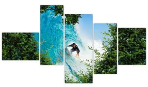 Abstraktný obraz surfistov (Obraz 150x85cm)