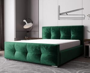 Luxusná čalúnená posteľ v glamour štýle zelenej farby 180 x 200 cm s úložným priestorom