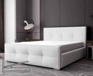Luxusná čalúnená posteľ v glamour štýle bielej farby 180 x 200 cm s úložným priestorom