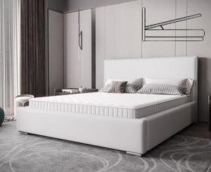 Nadčasová čalúnená posteľ v minimalistickom dizajne bielej farby 180 x 200 cm s úložným priestorom
