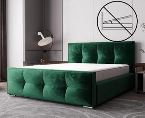 Luxusná čalúnená posteľ v glamour štýle zelenej farby 180 x 200 cm bez úložného priestoru