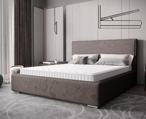 Nadčasová čalúnená posteľ v minimalistickom dizajne šedej farby 180 x 200 cm s úložným priestorom