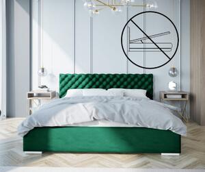 Exkluzívna čalúnená posteľ s prešívaním na čele zelenej farby 180 x 200 cm bez úložného priestoru