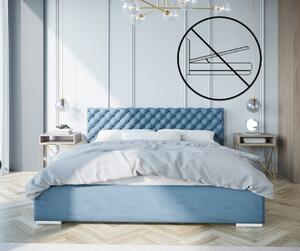 Exkluzívna čalúnená posteľ s prešívaním na čele bledomodrej farby 180 x 200 cm bez úložného priestoru