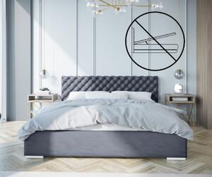 Exkluzívna čalúnená posteľ s prešívaním na čele antracitovej farby 180 x 200 cm bez úložného priestoru
