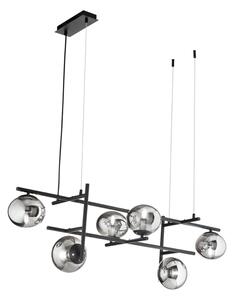 Ondaluce - Luster na lanku JEWEL 6xE14/10W/230V čierna/dymovo-čierna