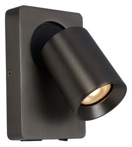 LUCIDE 09929/06/16 NIGEL nástenné bodové svietidlo/spot s vypínačom 1xGU10 5W/320lm 2200-3000K čierna, USB port