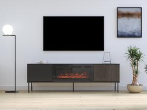 Mirjan24 TV stolík/skrinka s krbom Kebrex 05, Farba: čierna / čierna + orech 5903211529078