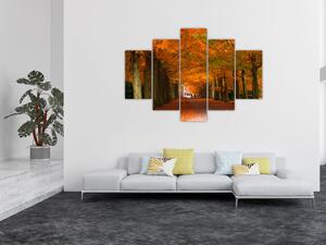 Obraz cesty lesom na jeseň (Obraz 150x105cm)