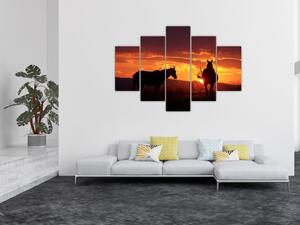 Obraz - kone pri západe slnka (Obraz 150x105cm)